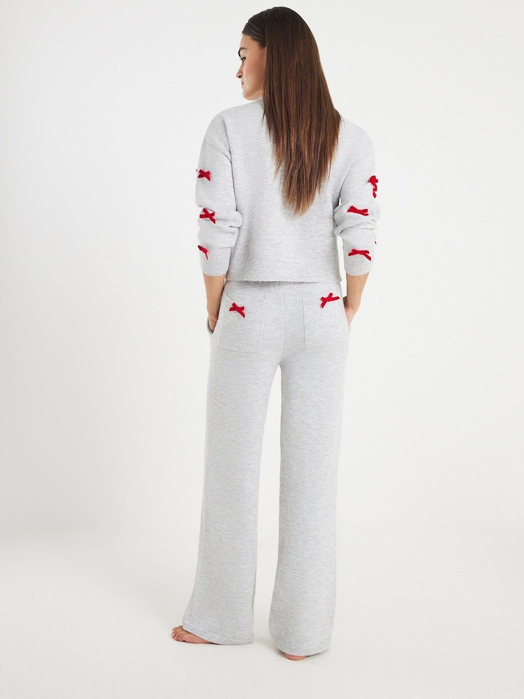 River Island Grey Bow Cardigan and Trousers Set - Image 2 of 4 River Island Grey Bow Cardigan and Trousers Set - Image 2 of 4