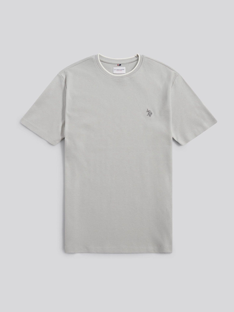U.S. Polo Assn. Grey Knit Texture Jersey T-Shirt - Image 1 of 3 U.S. Polo Assn. Grey Knit Texture Jersey T-Shirt - Image 1 of 3