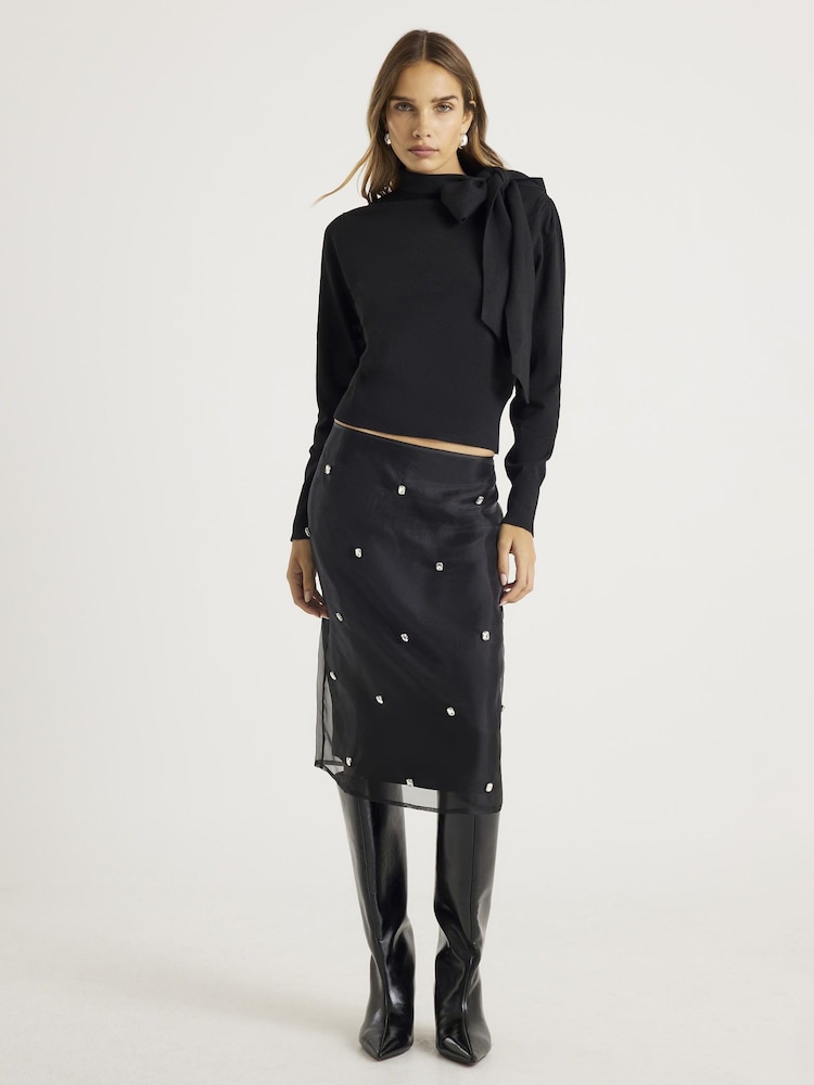 Jupe Noire River Island Taille 6 - Courte, Ligne A, Zip - Occasion Très Bon état
