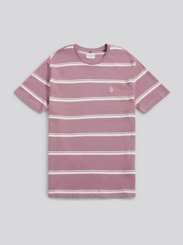 U.S. Polo Assn Purple Terry Stripe T-Shirt - Image 1 of 3