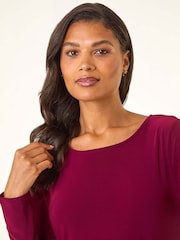 Roman Red Sequin Hem Tunic Stretch Top - Image 4 of 5