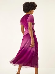 Roman Red Hotfix Ombre Mesh Midi Dress - Image 3 of 5