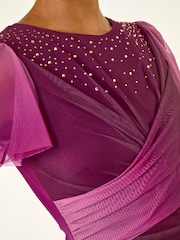 Roman Red Hotfix Ombre Mesh Midi Dress - Image 5 of 5