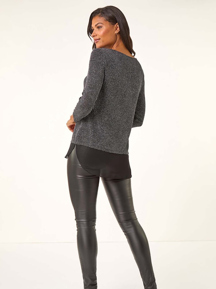 Roman Metallic Shimmer Chiffon Hem Blouse - Image 2 of 5