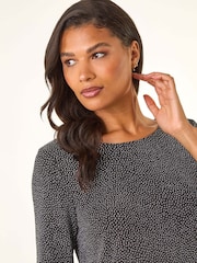 Roman Metallic Shimmer Chiffon Hem Blouse - Image 4 of 5
