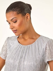 Roman Metallic Sequin Plisse Blouse - Image 4 of 5