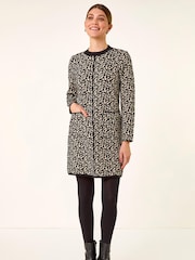 Roman Black Animal Print Knitted Shift Dress - Image 2 of 5