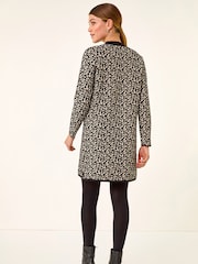 Roman Black Animal Print Knitted Shift Dress - Image 3 of 5