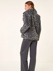 Roman Grey Faux Animal Fur Coat - Image 3 of 5