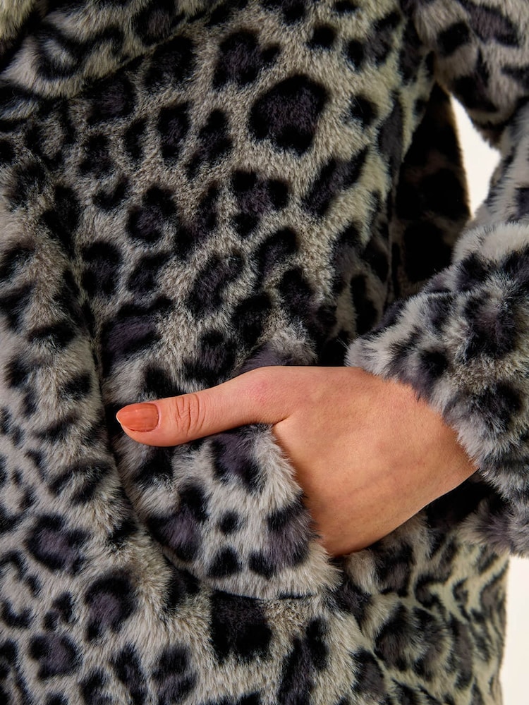 Roman Grey Faux Animal Fur Coat - Image 5 of 5 Roman Grey Faux Animal Fur Coat - Image 5 of 5