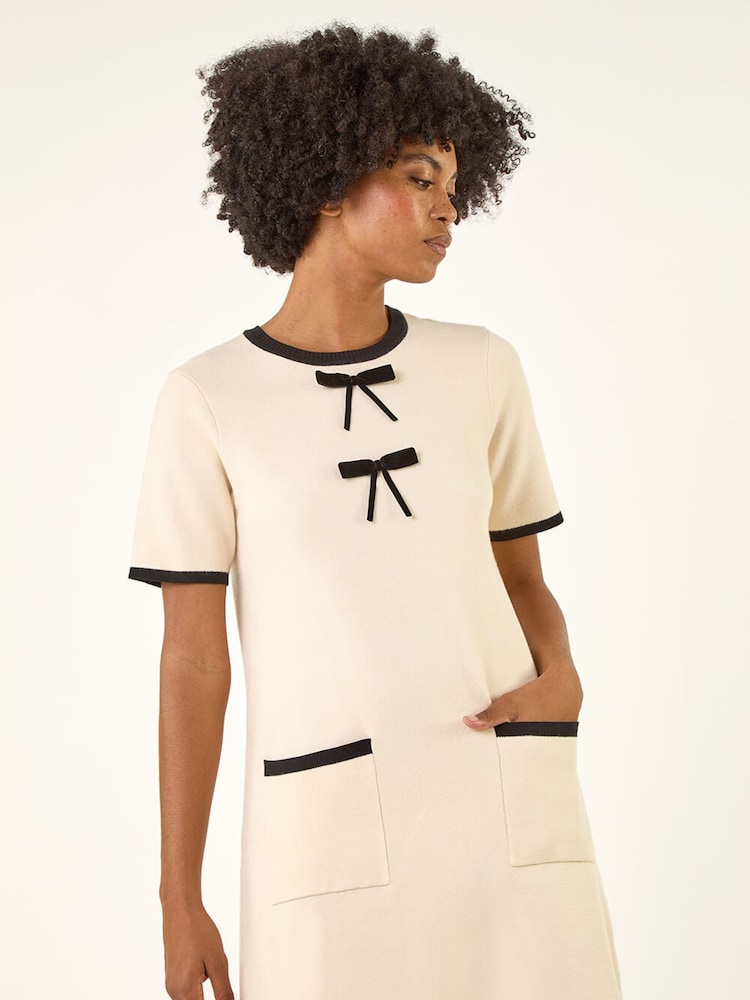 Roman White Bow Detail Knitted Dress - Image 1 of 5
