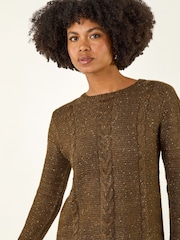 Roman Brown Speckled Cable Knit Jumper - Image 4 of 5