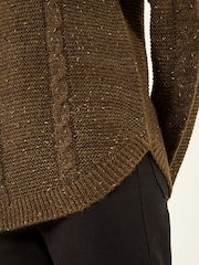 Roman Brown Speckled Cable Knit Jumper - Image 5 of 5