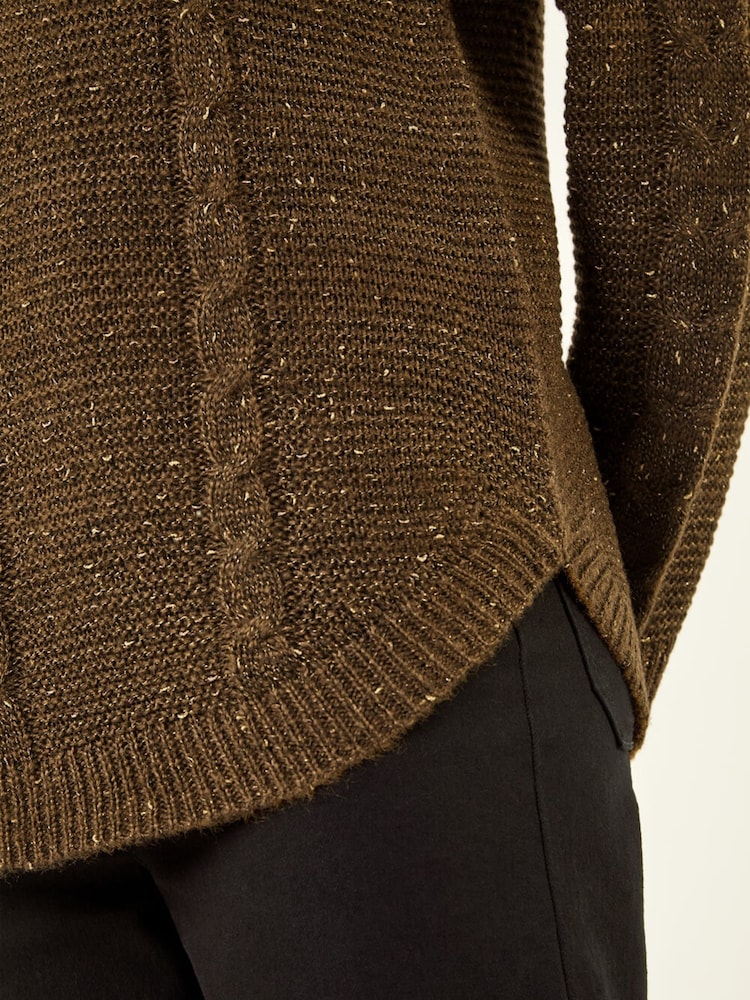 Roman Brown Speckled Cable Knit Jumper - Image 5 of 5 Roman Brown Speckled Cable Knit Jumper - Image 5 of 5
