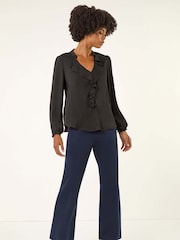Roman Blue Straight Leg Ponte Stretch Trousers - Image 2 of 5
