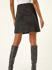 Roman Black Pleated Box Button Skirt - Image 3 of 5
