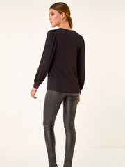 Roman Brillo Sequin V-Neck Blouse - Slika 3 iz 5