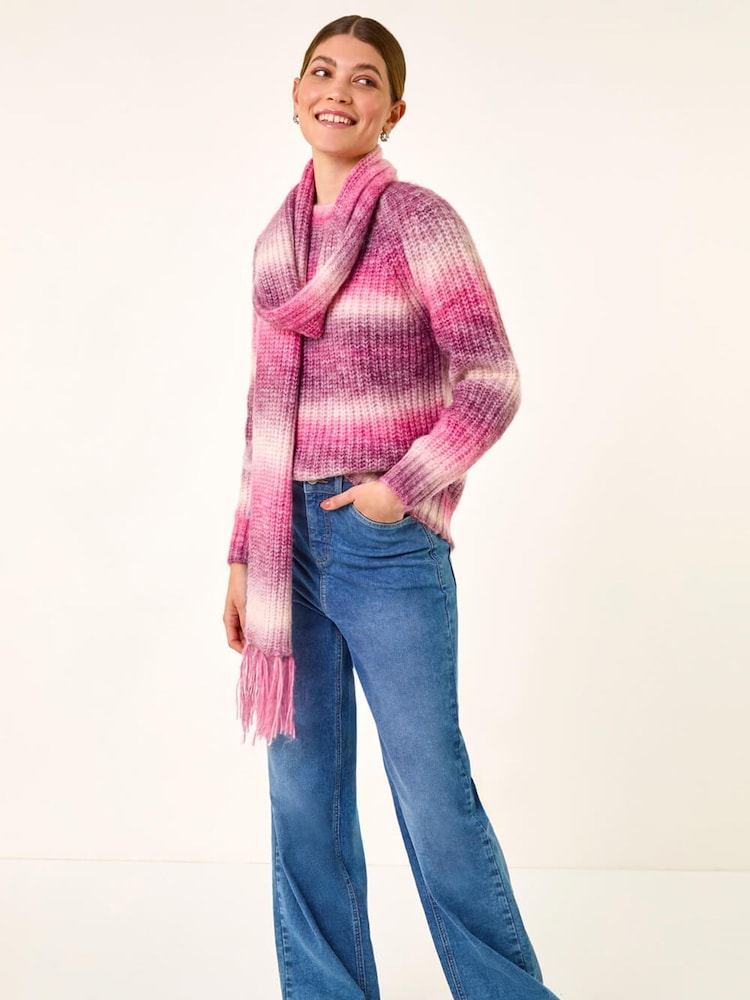 Roman Pink Ombre Knit Scarf & Jumper - Image 1 of 5 Roman Pink Ombre Knit Scarf & Jumper - Image 1 of 5