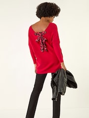 Roman Red Animal Print Eyelet Back Knit Jumper - Image 3 of 5