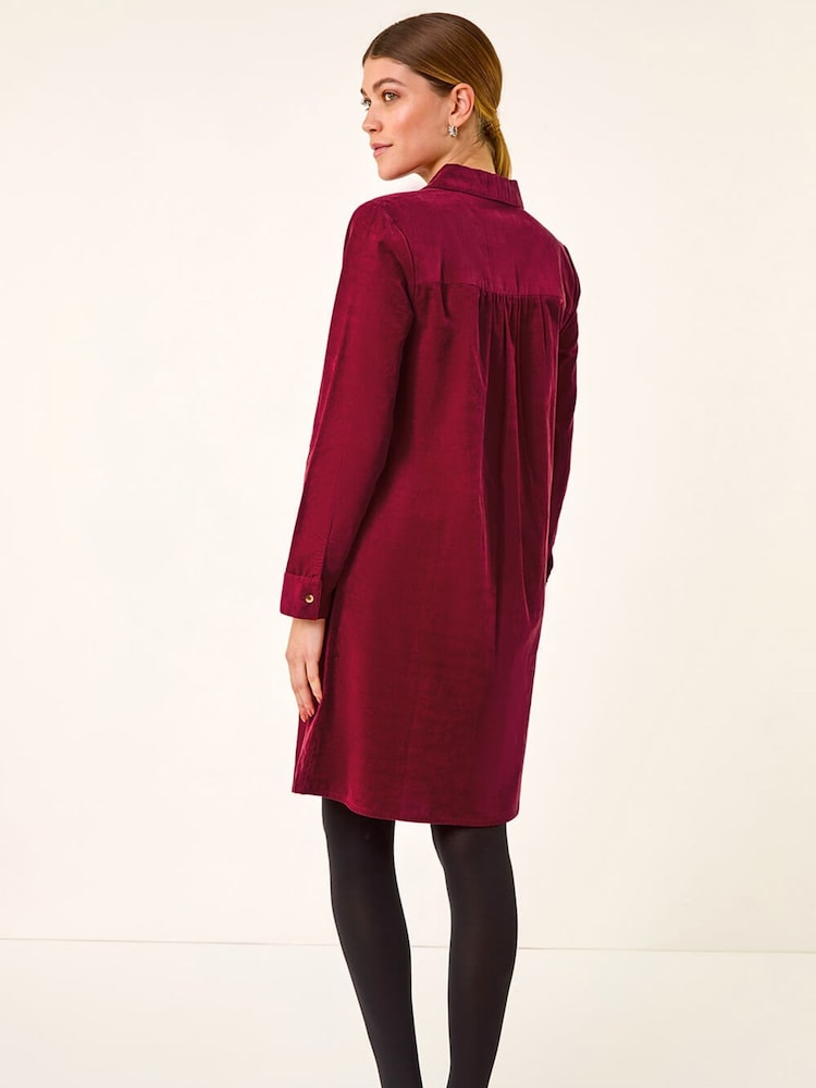 Roman Red Corduroy Tunic Shirt Dress - Image 2 of 5