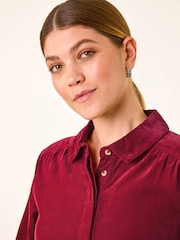 Roman Red Corduroy Tunic Shirt Dress - Image 4 of 5