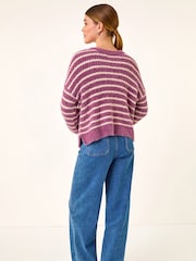 Roman Purple Fluffy Stripe Knit Jumper - Image 3 of 5