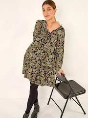 Roman Green Floral Button Dress - Image 1 of 5