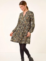 Roman Green Floral Button Dress - Image 2 of 5