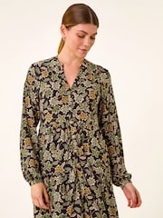 Roman Green Floral Button Dress - Image 4 of 5