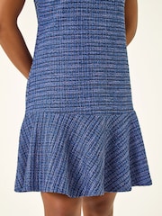 Roman Blue Textured A-Line Stretch Dress - Image 5 of 5