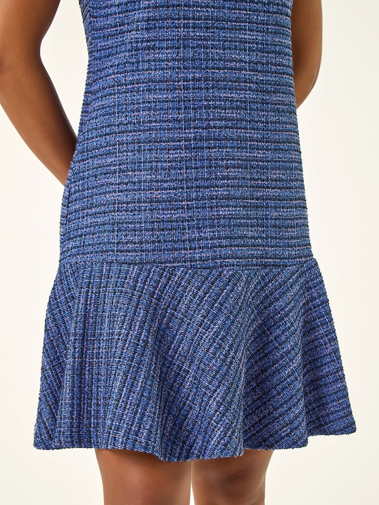 Roman Blue Textured A-Line Stretch Dress - Image 5 of 5 Roman Blue Textured A-Line Stretch Dress - Image 5 of 5