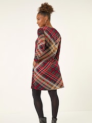 Vermelho - Roman Check Print Swing Pocket Dress - Imagem 3 de 5