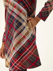 Vermelho - Roman Check Print Swing Pocket Dress - Imagem 5 de 5