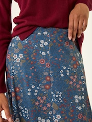 Roman Blue Ditsy Floral Print Stretch Skirt - Image 5 of 5