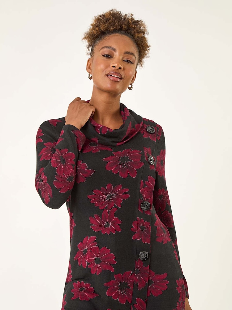 Roman Red Cowl Neck Buttoned Shirt - Image 1 of 5