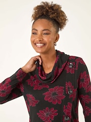 Roman Red Cowl Neck Buttoned Shirt - Image 4 of 5