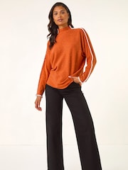 Roman Brown Hotfix Blanket Stitch Knit Jumper - Image 1 of 5