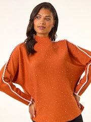 Roman Brown Hotfix Blanket Stitch Knit Jumper - Image 4 of 5