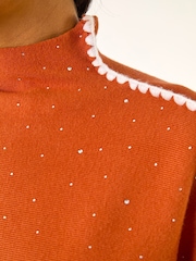 Roman Brown Hotfix Blanket Stitch Knit Jumper - Image 5 of 5