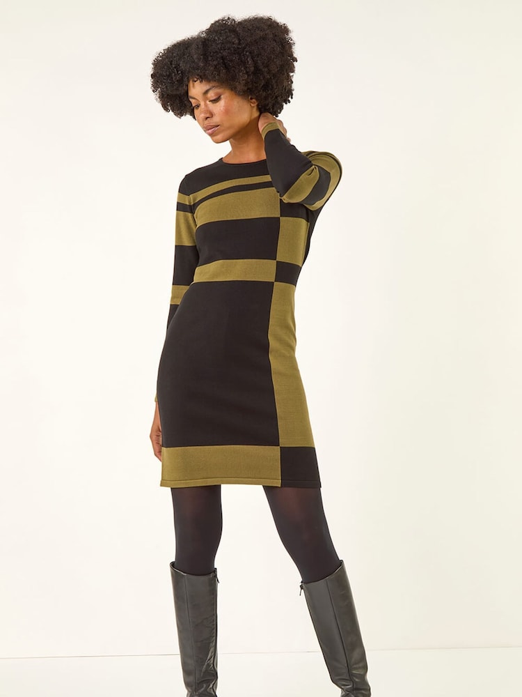 Roman Green Colour Block Knitted Dress - Image 2 of 5