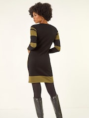 Roman Green Colour Block Knitted Dress - Image 3 of 5