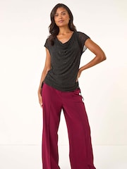 Roman Black Hotfix Cowl Neck Stretch Blouse - Image 2 of 5