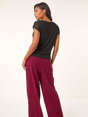Roman Black Hotfix Cowl Neck Stretch Blouse - Image 3 of 5