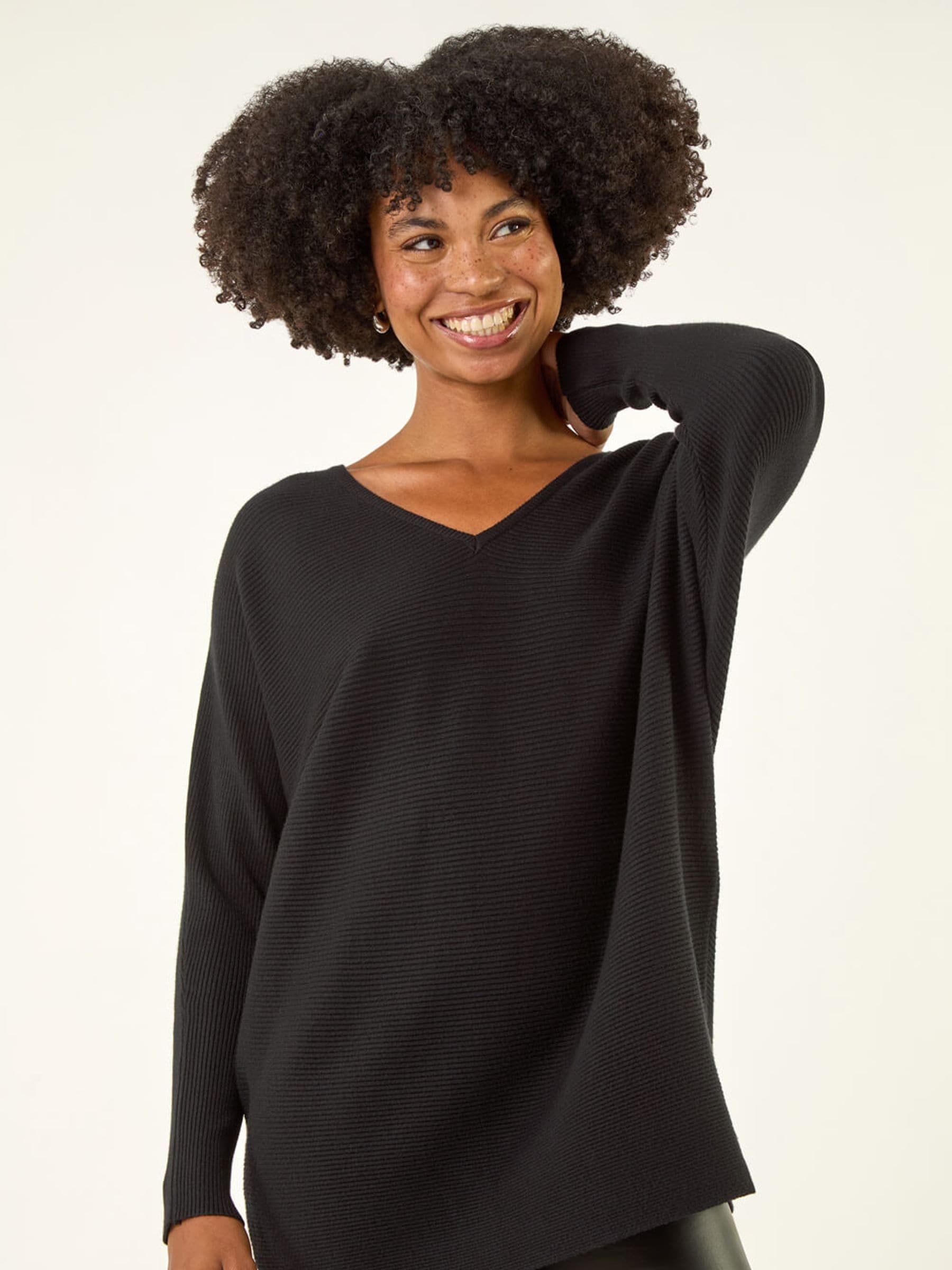 Buy Roman Black V-Neck Lace Back Knit Jumper from the Next UK