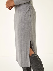 Roman Grey Collar Ribbed Knit Midi Dress - Image 5 of 5