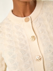 Roman White Textured Buttoned Knit Cardigan - Image 5 of 5