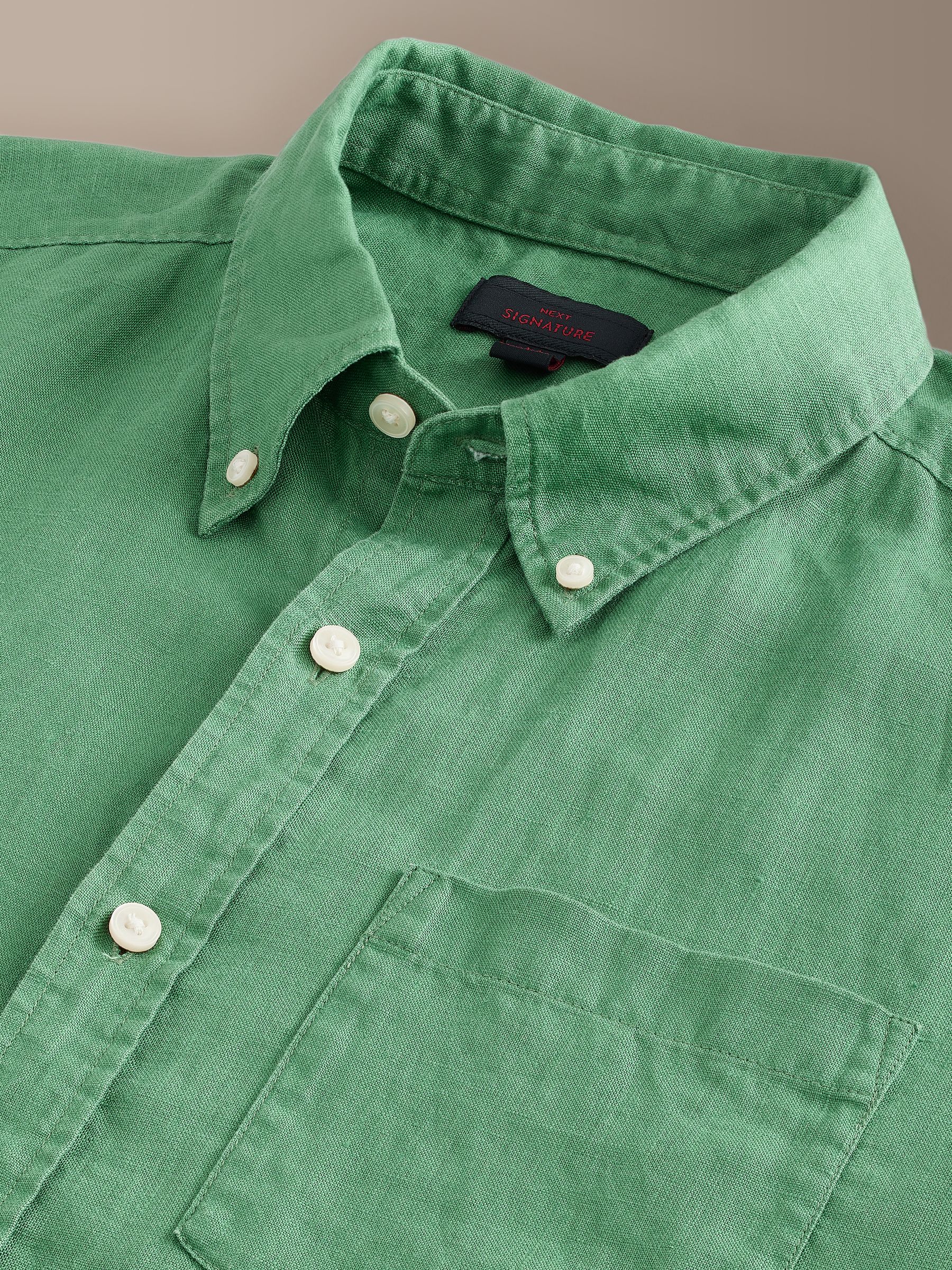 Buy Green Short Sleeve Signature 100% Linen Shirt from Next USA