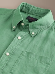Green Short Sleeve Signature 100% Linen Shirt - Image 6 of 7