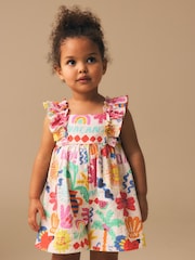 Multi Summer Palm Print Frill Sleeve Playsuit (3mths-7yrs) - Image 1 of 7