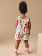 Multi Summer Palm Print Frill Sleeve Playsuit (3mths-7yrs) - Image 2 of 7